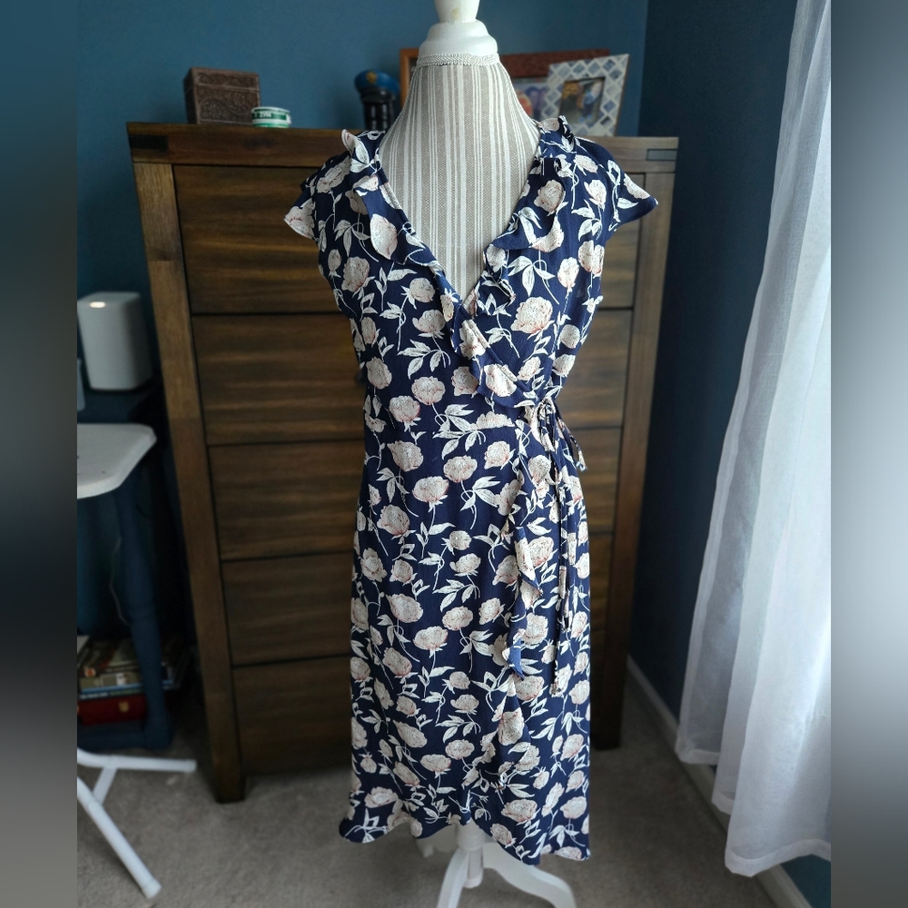 Navy Floral Wrap Dress